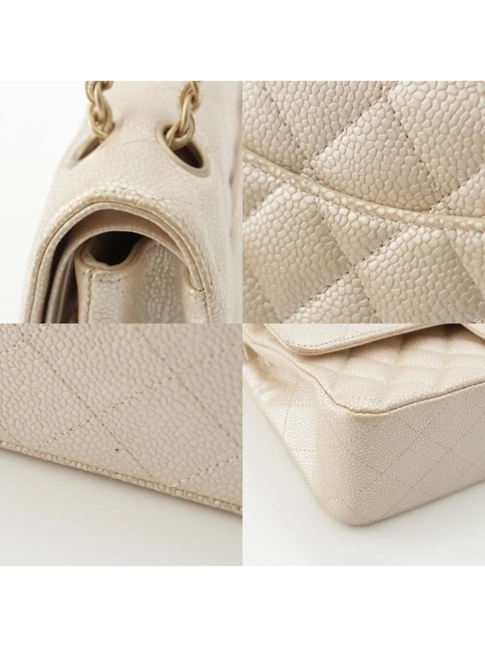 Chanel Quilted Leather Double Flap Shoulder Bag Champagne Gold 25